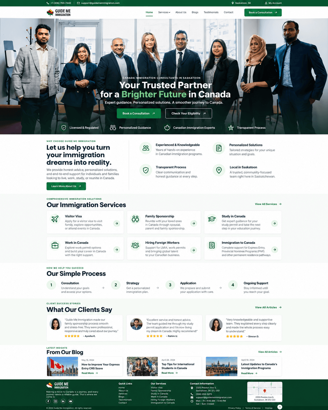 Guide Me Immigration website screenshot